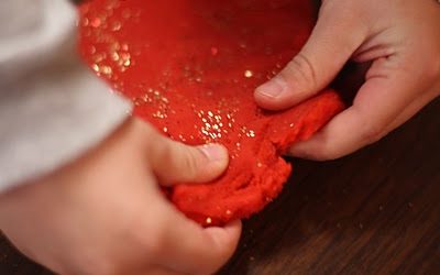 Make Red and Gold Sparkly Playdough!