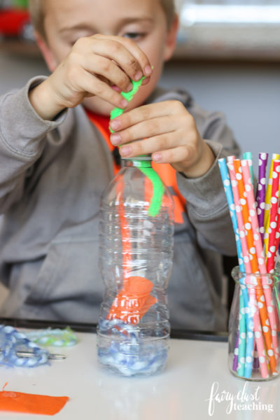 Fine Motor Bottle Activity with Loose Parts